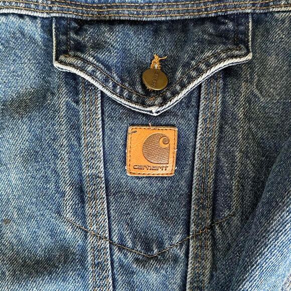 vintage carhartt button up jean jacket - Picture 4 of 8
